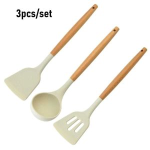HTF Kitchenware Silicone 3-piece Shovel Spoon Colander High Temperature Cooking Non-stick Cookware