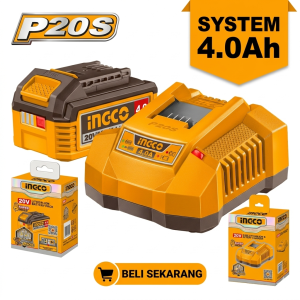 PAKET Baterai 4Ah FBLI2002 Rapid Fast Charger FCLI20411 INGCO 4.0 P20S
