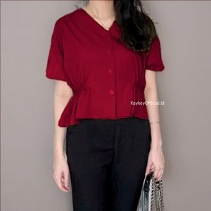 Key - 0315 ELLE Top Wolfis Premium Good / Blouse Wanita Full Dancing Peplum Wolfis Premium