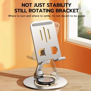 720 Rotate Aluminum Alloy Portable Tablet Holder For iPad Adjustable Flexible Folding Lazy Desktop Live Mobile Phone Mount Stand