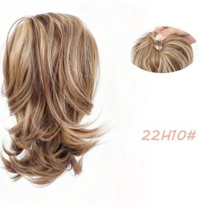 PHANT Synthetic Scrunchie Ponytail Wig Highlights Wrap-Around Short Ponytail Extension Elegant Natural Mermaid Wave Hairpiece For Women