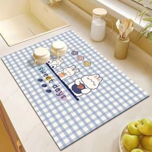 เคาน์เตอร์ครัวดูดซับแผ่นท่อระบายน้ำอ่าดซับจานเสื่ออบแห้งก๊อกน้ำ Pad สำหรับห้องครังล้างหน้าสาดหลักฐานแผ่นอบแห้งเครื่องชงกาแฟเสื่อดู