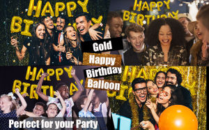 Happy Birthday Foil Balloon Set 16 inch Happy Birthday Letter Foil Set American English Letters Aluminum Film Balloon Set Alphabet Foil Balloon Birthday Party Background Wall Decoration