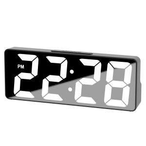 Colapa#LED Mirror Alarm clock desktop electronic clock silent time display ornaments digital