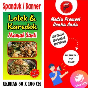 Spanduk Warung Lotek / Banner warung Karedok / Spanduk Jajanan Ukuran 50 x 100 cm