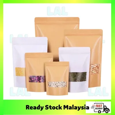 Paper Bag Door gift Goodies Bag Kraft Zip Lock Bag with window wedding Beg goodies kahwin cookies bag Birthday Bag