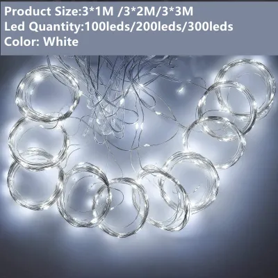 Đèn LED Dây Thần Tiên Giáng Sinh 3M Đèn Rèm Vòng Hoa Điều Khiển Từ Xa USB Năm Mới Trang Trí Ngày Lễ Dành Cho Cửa Sổ Phòng Ngủ Gia Đình