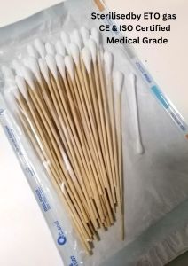 (SG Seller) XS-XL CE & ISO CERT ETO GAS Sterile/Non Sterile Medical 6" 15cm big wooden swab cotton tip stick/bud/swab surgery wound cleaning infected animals dogs cats rabbits infected ears by hospital clinics doctors vets
