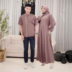 Set Couple Mosha Gamis & Koko Bordir - Sarimbit Pasutri Muslim Elegan Terbaru 2025 - Demore