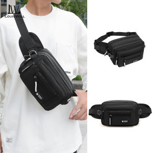 LouisWill กระเป๋าคาดเอวผู้ชายกระเป๋าสะพายไหล่พาดลำตัวแฟชั่นกระเป๋าคาดหน้าอกกระเป๋ากระเป๋ากันน้ำอ็อกซ์ฟอร์ดความจุขนาดใหญ่หลายชั้นกระเป๋าถนน Tas Rekreasi กระเป๋าลำลองน้ำหนักเบากระเป๋าหิ้วกระเป๋ากีฬาสะพายไหล่เดินทาง