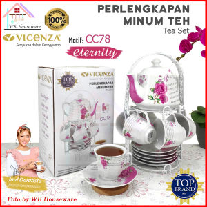 VICENZA Tea set ceramic motif Eternity   / cangkit set + teko / gelas cangkir teh kopi + tatakan