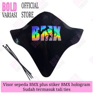 Visor sepeda BMX plus stiker hologram BMX keren plus tali ties 4 pcs keren ganteng maksimal