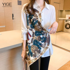 YIGE 2XL Korean fashion mid-length plus size elegant womens blouse XL