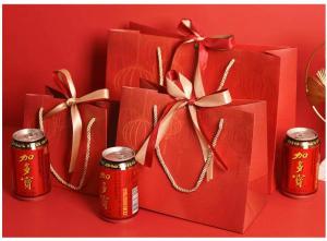 ถุงของขวัญตรุษจีน ถุงกระดาษใส่ของ ขวัญ รับไหว้ พร้อมริบบิ้นผูก ลายโคมจีน