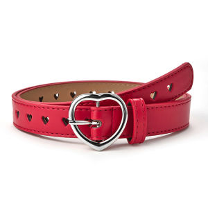 Minwen Children Faux Leather Belt Kids Cute Peach Heart Buckle Belts Girls Waist Belt