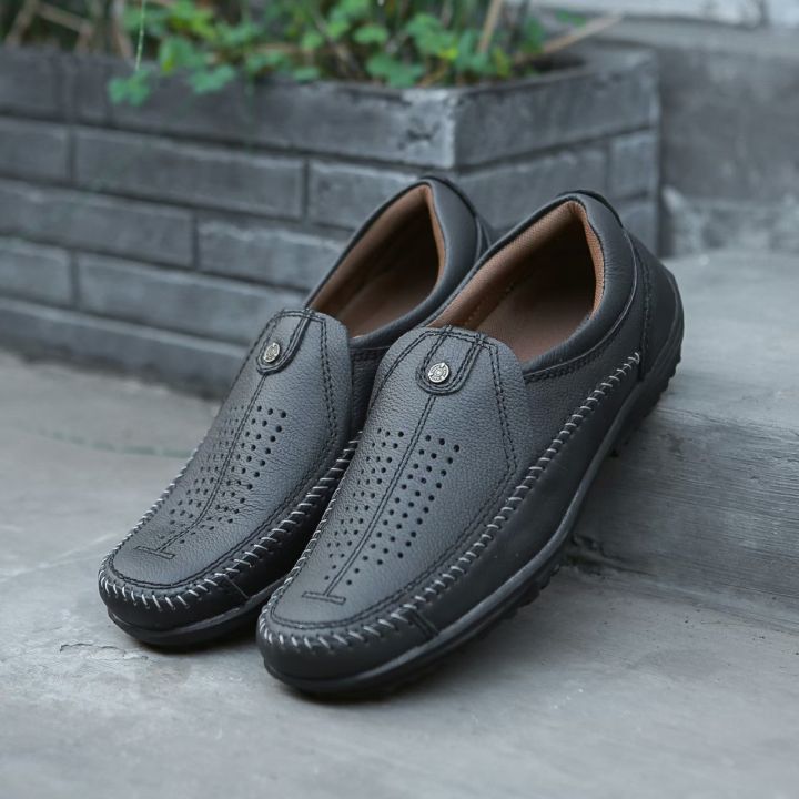 Sepatu Slop Pria Kulit Asli Country Boots Mc 01 Hitam Original