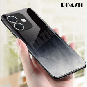 ROAZIC For OPPO A5i Phone Case Gradient Starry Luxury Slim Tempered Glass Casing Soft Silicone Edge Shockproof Cover LS03