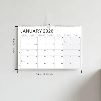 OPEAREY Tháng 1 năm 2026 - Tháng 6 2027 Lịch 2026 Giấy dày có móc Lịch tiếng Anh Đầy màu sắc Lịch treo tường Trang chủ