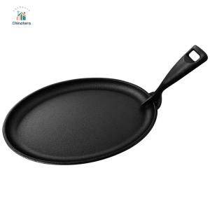 Iron 10.6 X 6.89in Sizzler Pan Oval Shape Steak Plate Fajita Skillet Sizzle Griddle Fajita Server Plate for Home Restaurant