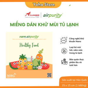 Miếng dán khử mùi tủ lạnh Airpurity Công nghệ Nano Kháng khuẩn và nấm mốc bảo quản thực phẩm tươi lâu hơn 15x15 cm