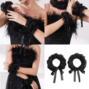 Layered Arm Sleeves Elegant Breathable Ruffle Bowknot Wrist Cuffs Decorative Sleeves For Daily Wear And Special Occasion