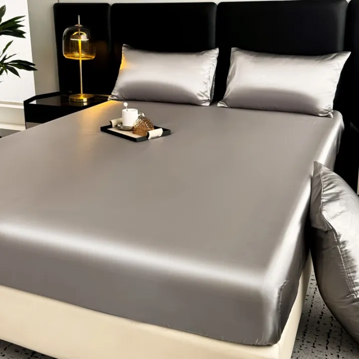 Dansunreve%204in1%20Ice%20Silk%20Bedsheet%20Set%20Cool%20Fittedsheet%20+%20Pillowcase%20+%20Bolster%20Case%20Plain%20Single%20Queen%20King%20Bed%20Sheet%20Sets%20-%20Image%208