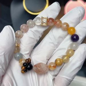 Original Super Seven Crystal Yellow Quartz Multiple Irregular Men Women Bracelet Fine Jewelry with Certificate