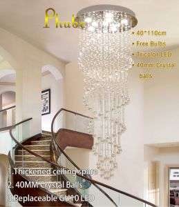 Phube Luxury Spiral Crystal Chandelier Modern K9 Crystal & LED Fixture for Staircase or Living Room | Creates a Grand Visual Focus for Hotel Villa Showcase