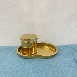 Khay hạt đậu inox vàng hũ đựng bông vàng đựng dụng cụ y tế