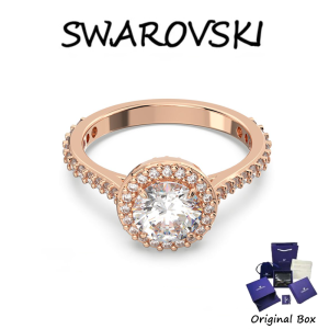 ♈Swarovski♈ (กุหลาบทอง)M5640240 แหวน Constella ทรงกลม ประดับเพชรสีขาว (แจกกล่องของขวัญบรรจุภัณฑ์ของแท้)