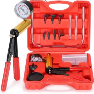 BESTOUR Durable Aluminum Brake Bleeder Kit 2 in 1 Portable Vacuum Pressure Pump  With Gauge Handheld Vacuum Pump Kit Auto Repair