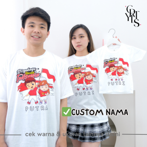 Carotyles Baju Atasan Kaos Couple Keluarga Family Wanita Anak Perempuan Laki Laki Pasangan Oversize Jumbo Lengan Pendek Panjang Korean Style Terbaru Merdeka Cewe