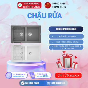 Chậu rửa bát đá granite Konox Phoenix 860 grey Siler chất liệu granite lắp dương cao cấp hiện đại