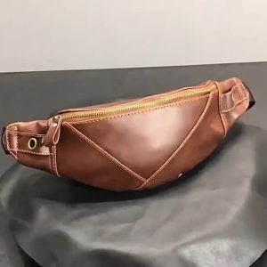 Mens Leather Waist Pouch Chest Bag Cross Sling Travel Shoulder Bag Kulit