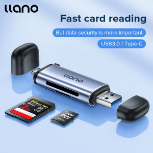 LLANO Card Reader Type-C USB 3.0 SD TF Micro SD Memory Card Reader with dual-interface Support Simultaneous Reading for PC Phone Tablet