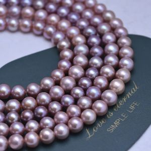 Natural 11-13mm Edison Round Beads Strong Light Purple Pearl Bead Necklace Direct Supply