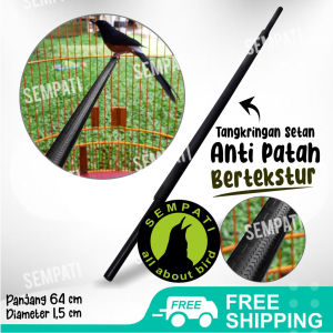 SEMPATI Tangkringan Setan Karet Hitam Sangkar Murai Viral Lapis Kayu Anti Patah Untuk Kandang Burung TKARM