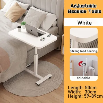 Foldable Laptop Table Adjustable Height Lazy Bed Table Study Table Hospital Bed Table for Eating Tables for Bed Room Mobile Drafting Table Mini Bedside Table with Wheels
