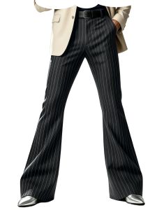 Mens Striped Flare Pants High Waist Slim Fit Wide Leg Bell Bottom Trousers Business Casual For Party Wedding Streetwear2026