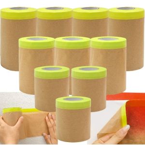 OKONOK 15m Pre Taped ing Paper Trimmable Durable Kraft Paper ing Film Versatile Application Paint ing Paper for Painting Spray Protective