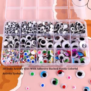 DOOUR 50/100pcs/bag Plastic Dolls Activity Eyes 3D DIY Wiggling Moving Eyes with Eyelashes Colorful Activity Eyeballs