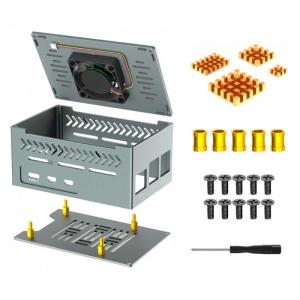 Aluminum Case for RPi 5 PWM Fan Copper Heatsink Lightweight Aluminum Shell Expansion Board Accessories