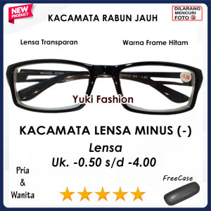 FREE CASE - Kacamata Minus Rabun Jauh -0.50 SAMPAI -4.00 - UNTUK PRIA DAN WANITA Model Unik Kekinian FRAME HITAM LENSA BENING - LENSA MINUS MURAH TERKINI TERBARU