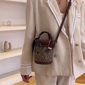 Túi xách nữ phong cách retro dáng trụ chất liệu cao cấp túi xách tay túi đeo chéo.