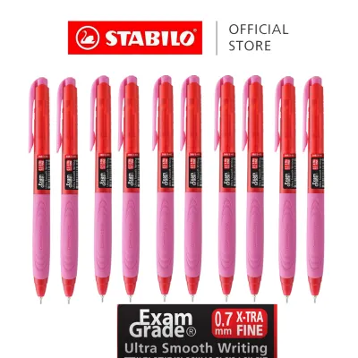 Stabilo 388 Exam Grade Retractable Ball Pen 0.5mm/0.7mm Needle Point - Blue Black Red