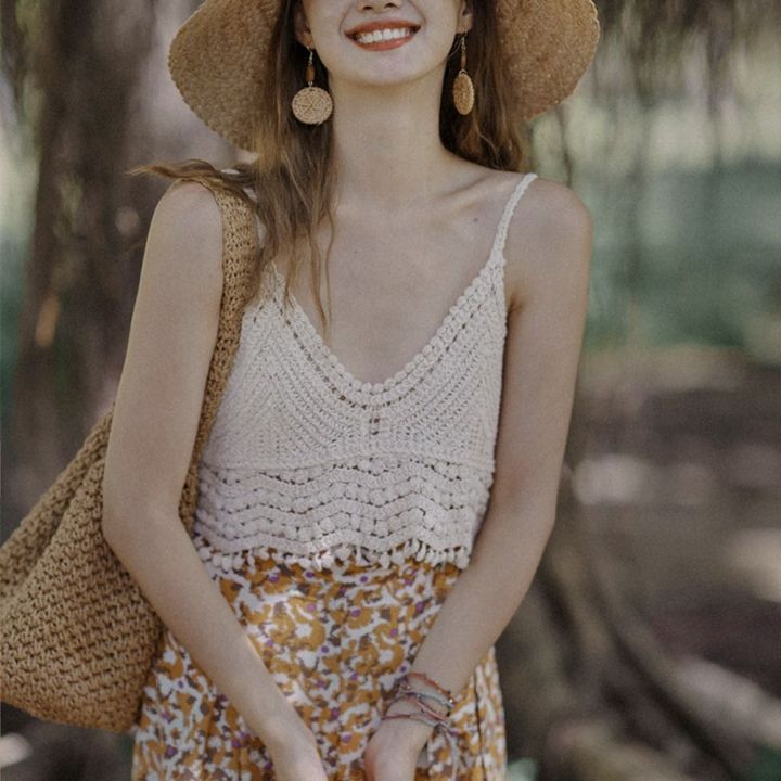 YIXINA Elastic Party Beach Knitting Hot Tops Sleeveless Short Female