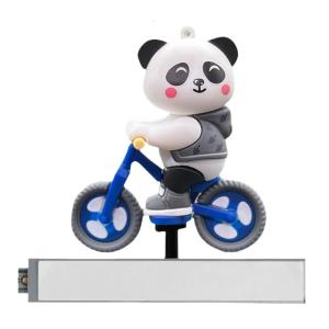 Cycling Panda Car OrnamentFunny Sliding Moving Panda Car Dashboard Decorations Center Console Screen Toy
