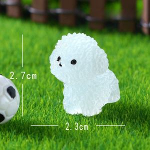 【Pphha】4Pcs Bichon Frise Car Ornament Luminous Cute Puppy Dashboard Center Console Dog Decoration Auto Interior Accessories