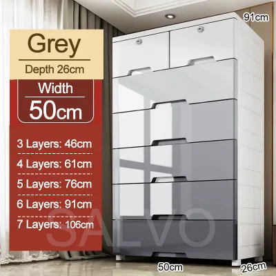 Storage Cabinet Plastic With Lock Storage Drawer Cabinet Portable Clothes Storage Almari baju Gradient Gray Wardrobe 收納櫃/衣櫃