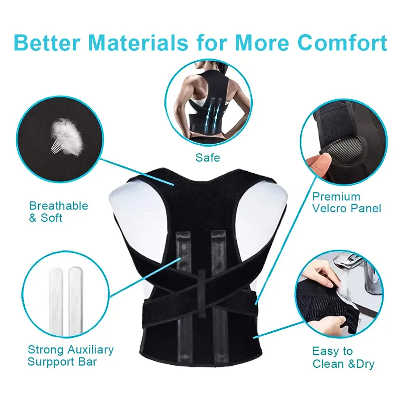 Back Support Posture Corrector Belt Adjustable Breathable Back Brace  Support Straightener Improve Posture Shoulder Neck Pain Relief